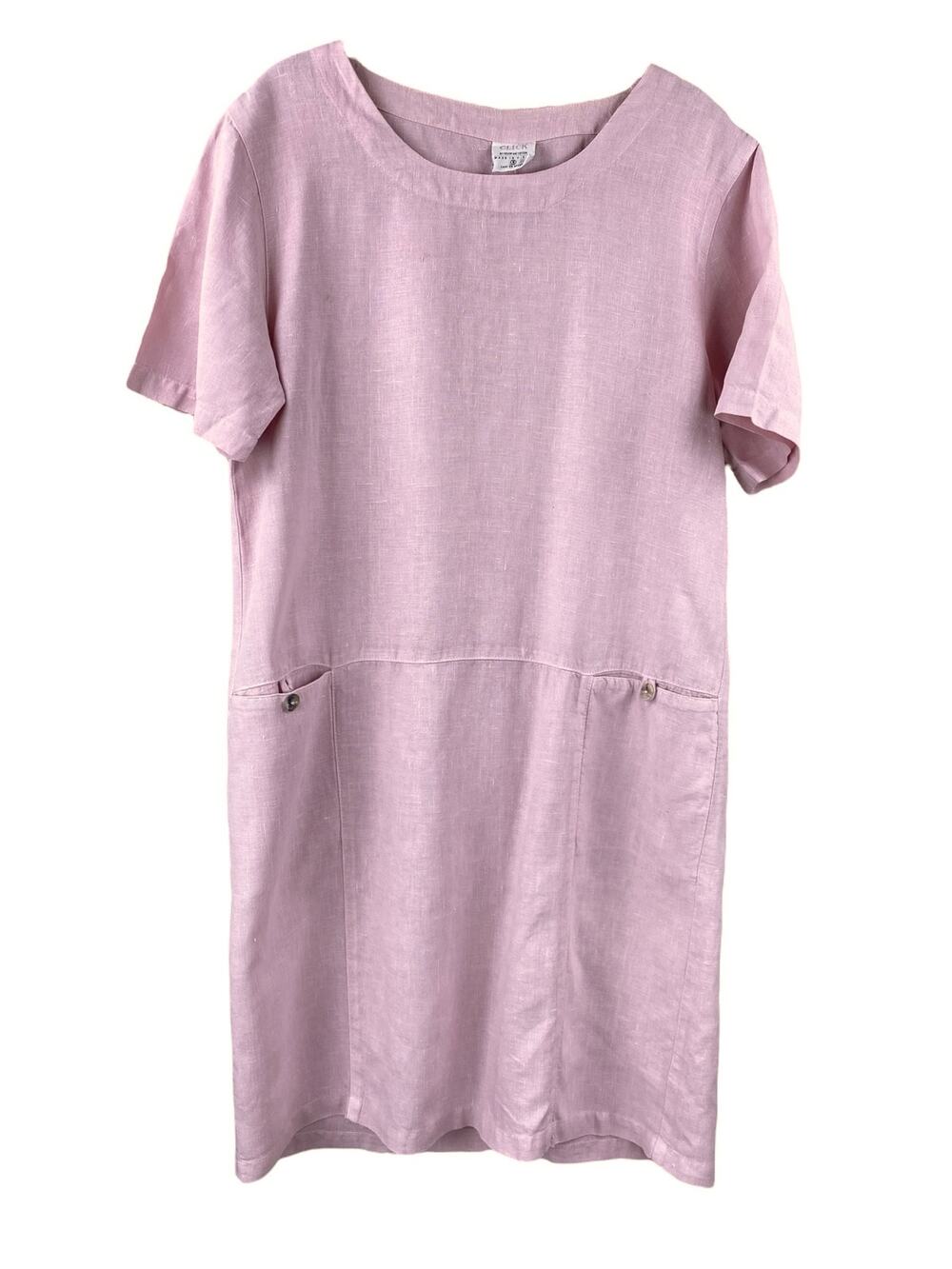 Color Me Cotton 100% Linen Dress Size S Pale Pink Summer